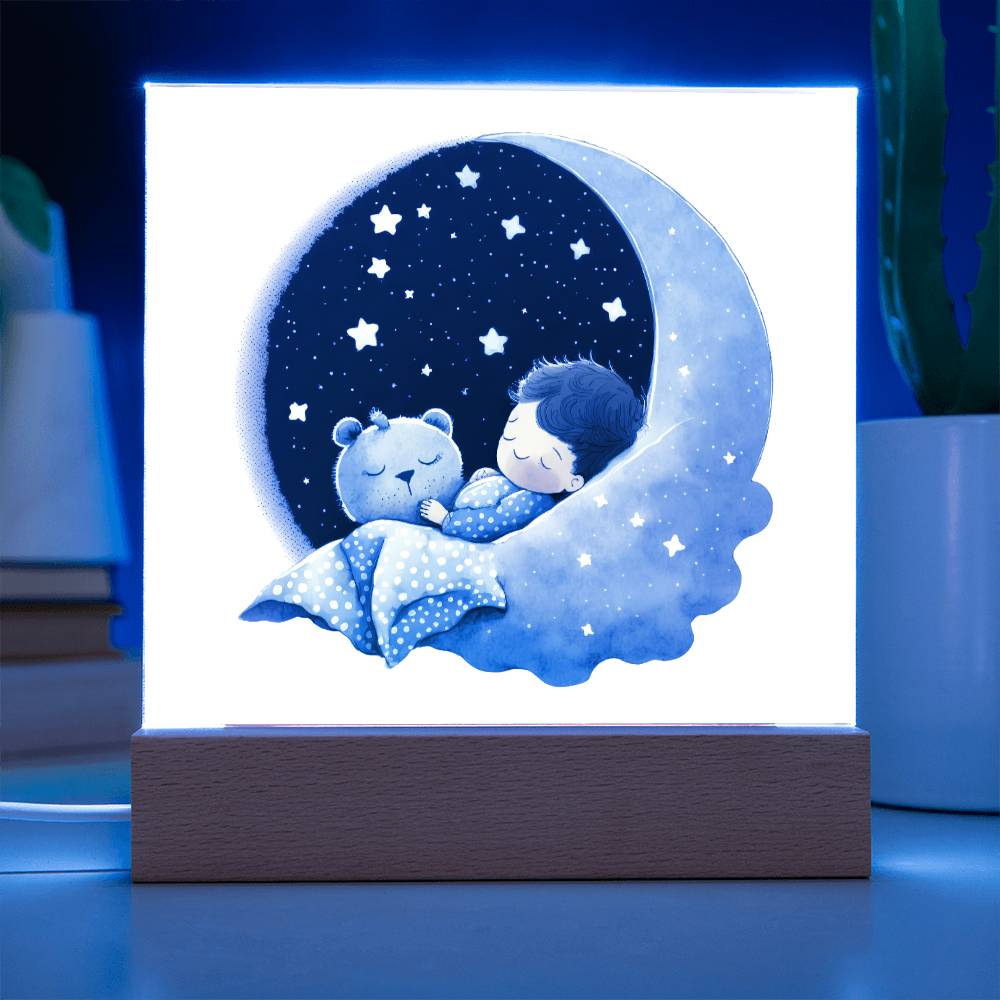 Sweet Dreams Baby Boy (Watercolor) 05 - LED Night Light Square Acrylic Plaque