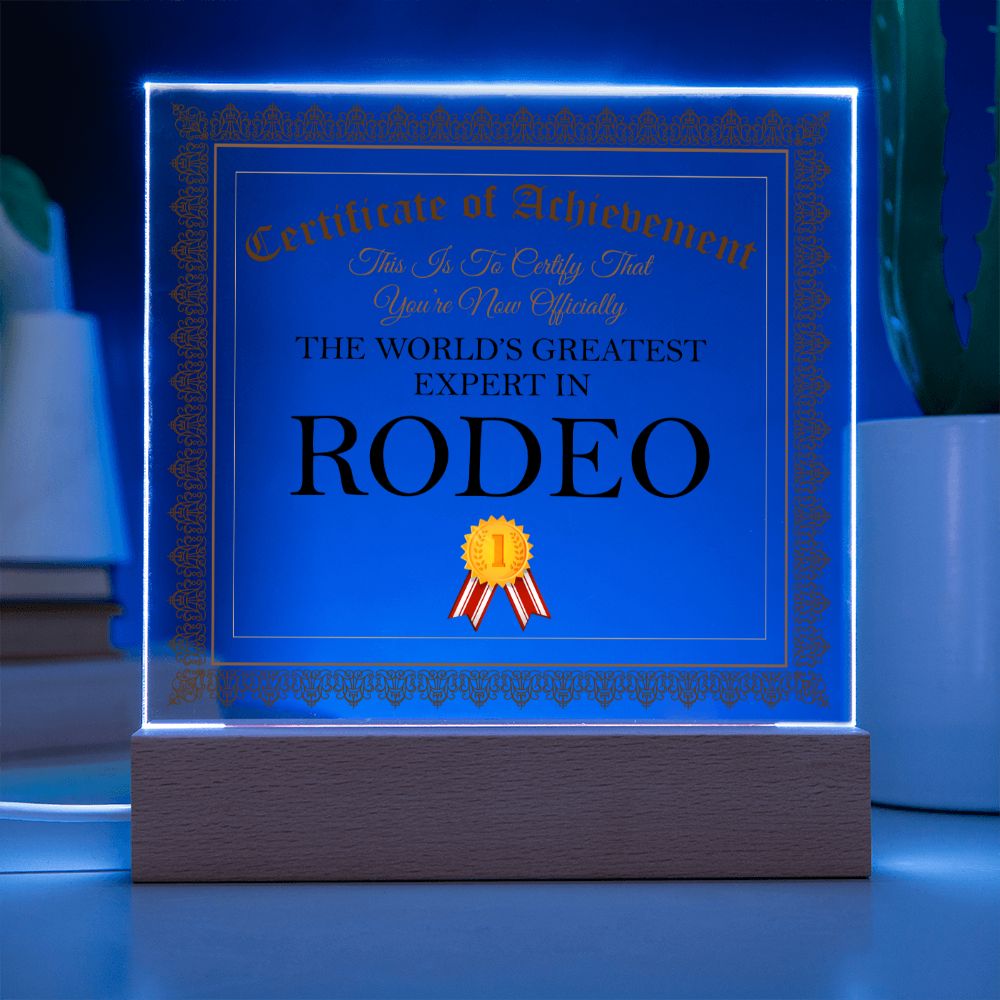 World's Greatest Expert In Rodeo - Square Acrylic Plaque