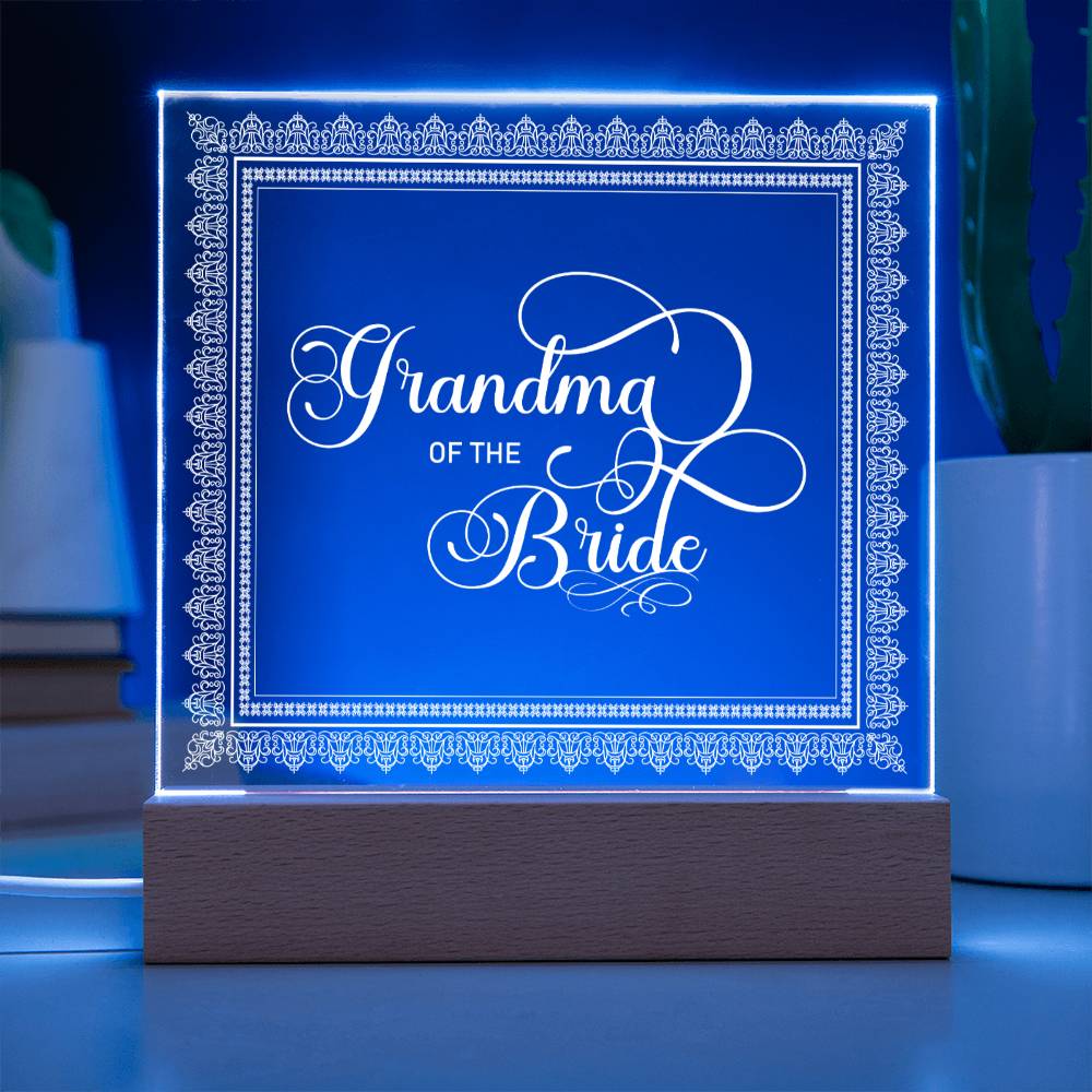Grandma of the Bride (White) - Square Acrylic Plaque