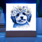 Dog And Spring Flowers (Watercolor) 05 - Square Acrylic Plaque