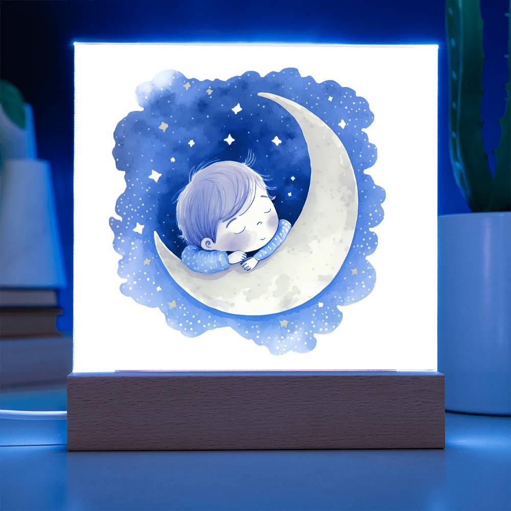 Sweet Dreams Baby Boy (Watercolor) 04 - LED Night Light Square Acrylic Plaque