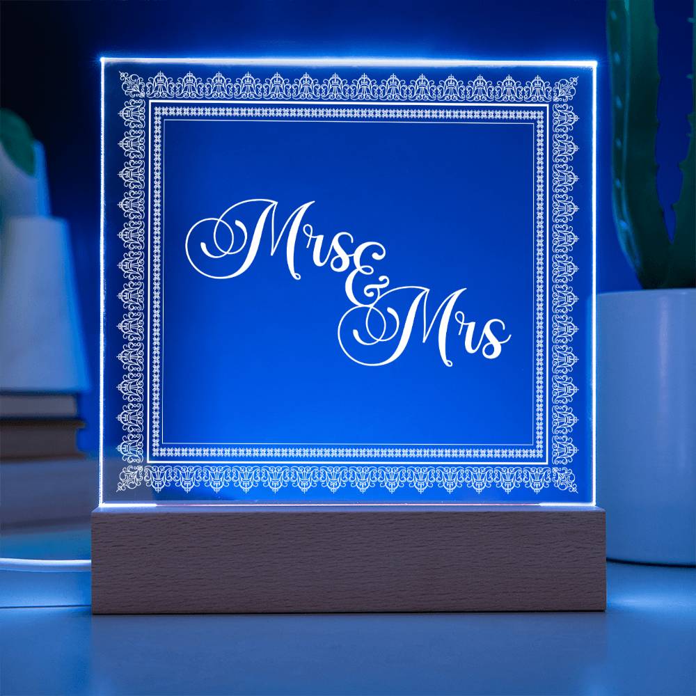 Mrs & Mrs (White) - Square Acrylic Plaque
