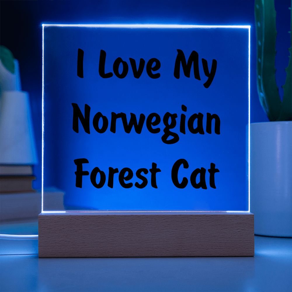 Love My Norwegian Forest Cat - Square Acrylic Plaque