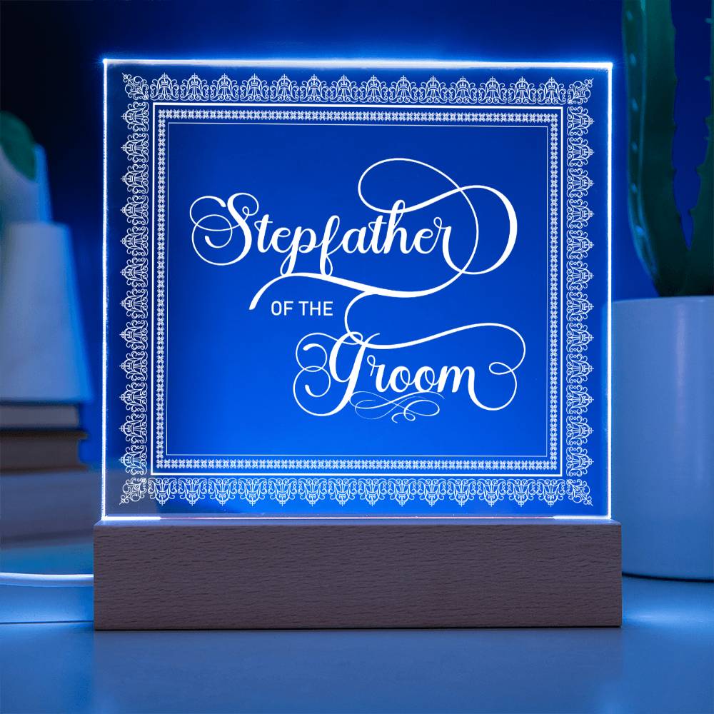 Stepfather of the Groom (White) - Square Acrylic Plaque