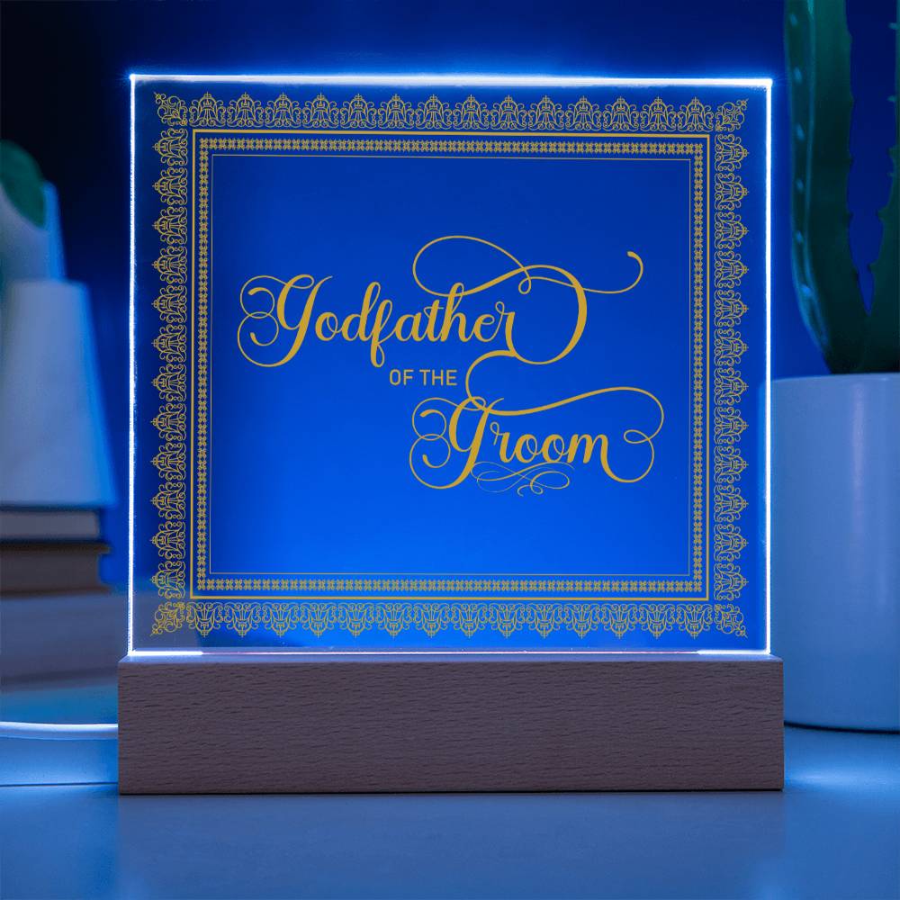 Godfather of the Groom (Gold) - Square Acrylic Plaque
