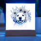Dog And Spring Flowers (Watercolor) 02 - Square Acrylic Plaque
