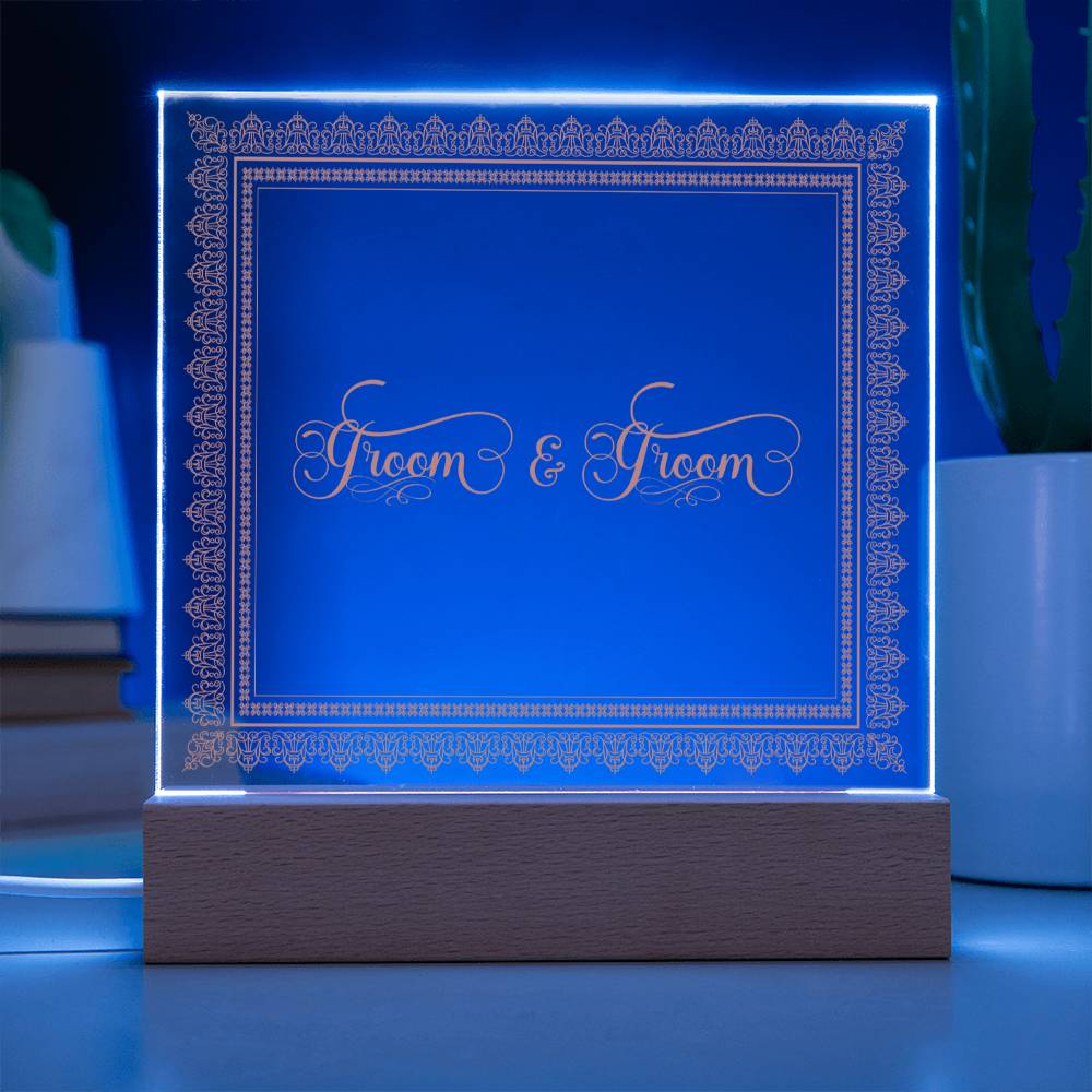 Groom & Groom (Rose) - Square Acrylic Plaque