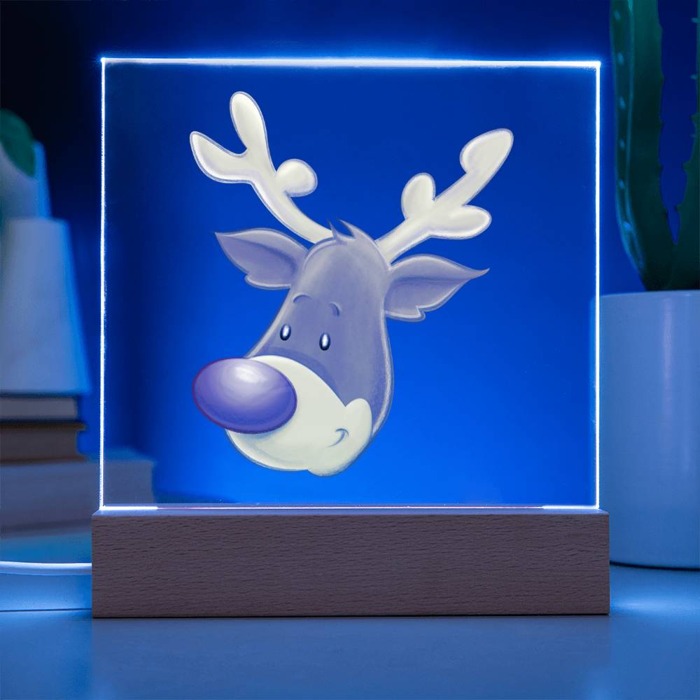 The Christmas Reindeer - LED Night Light Square Acrylic Plaque