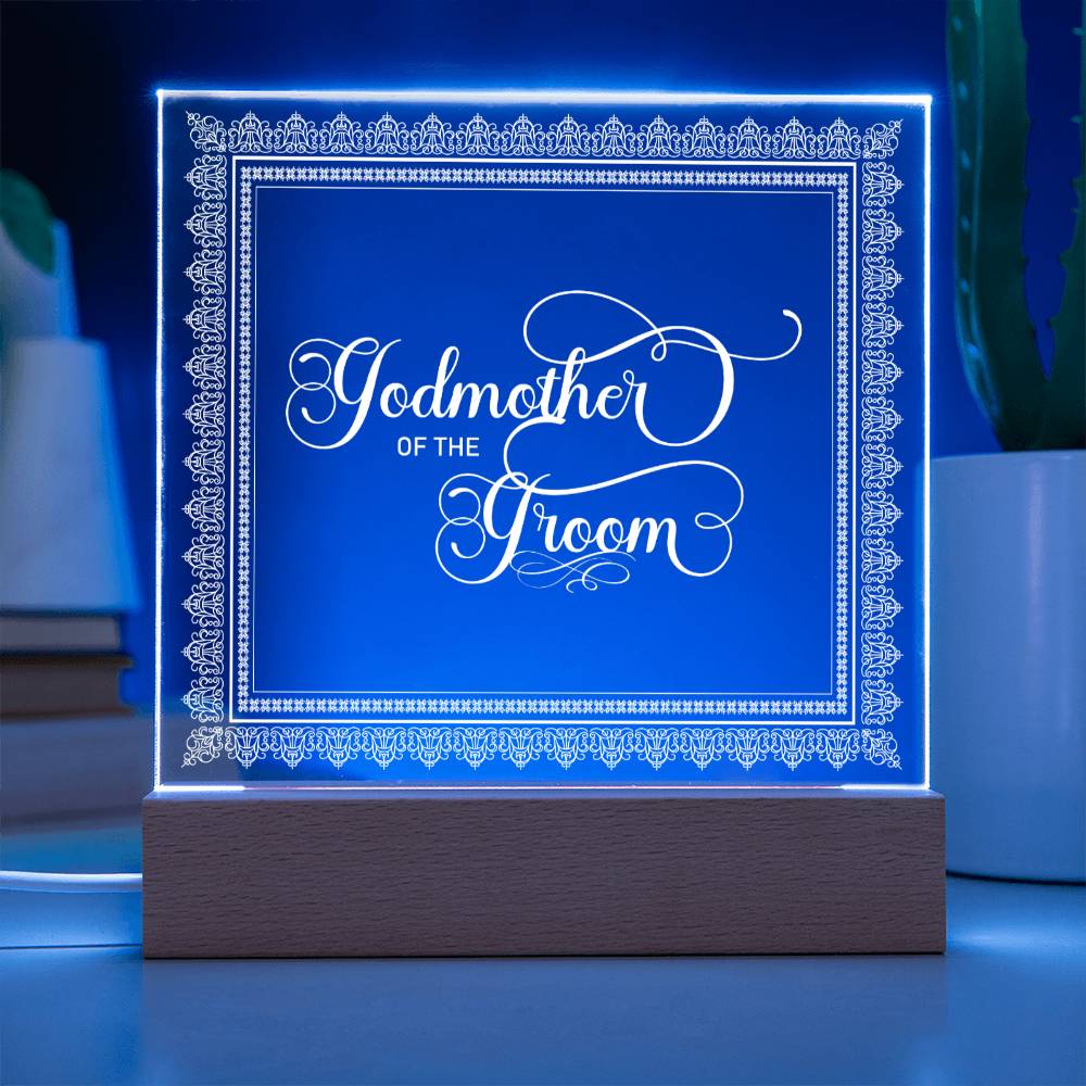 Godmother of the Groom (White) - Square Acrylic Plaque