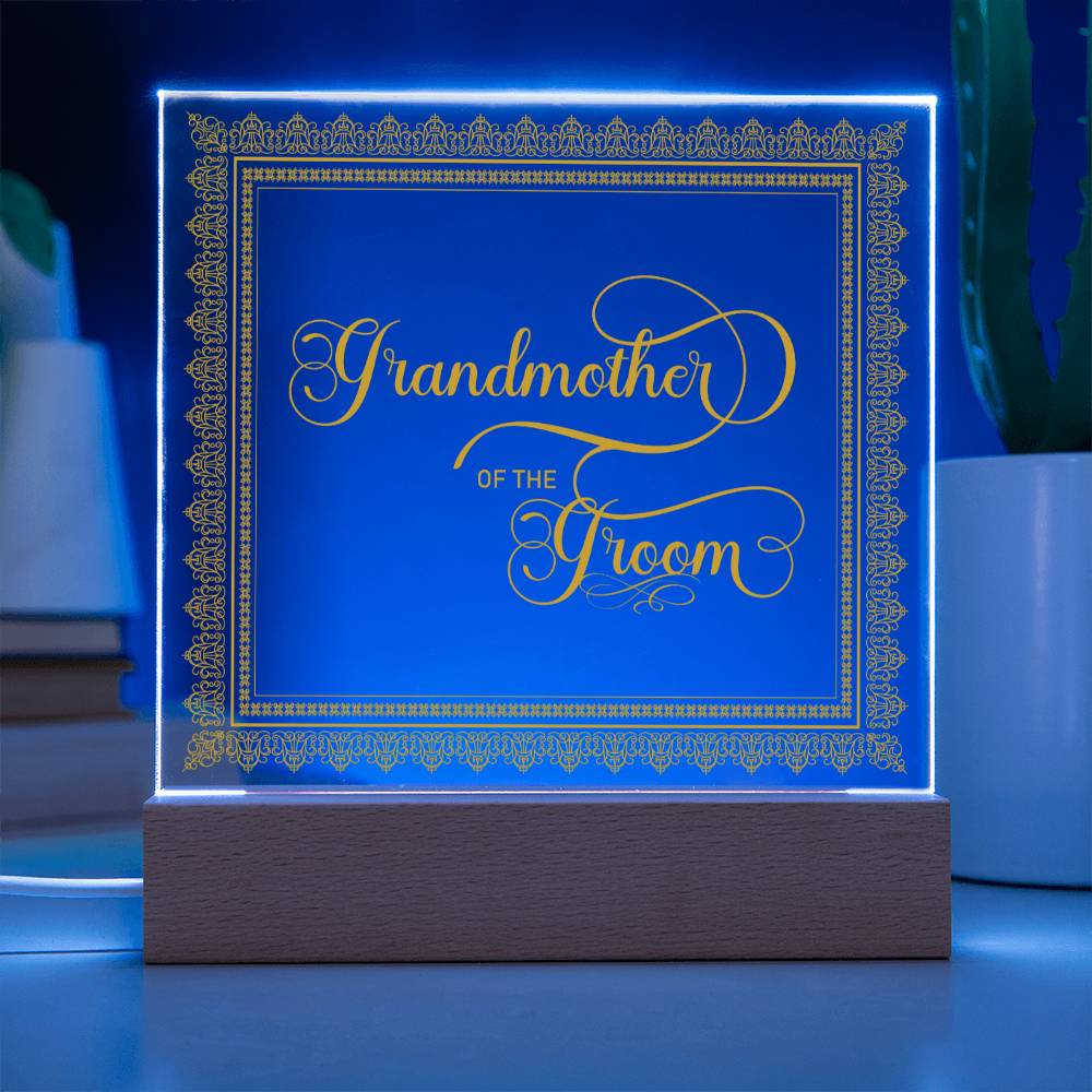 Grandmother of the Groom (Gold) - Square Acrylic Plaque