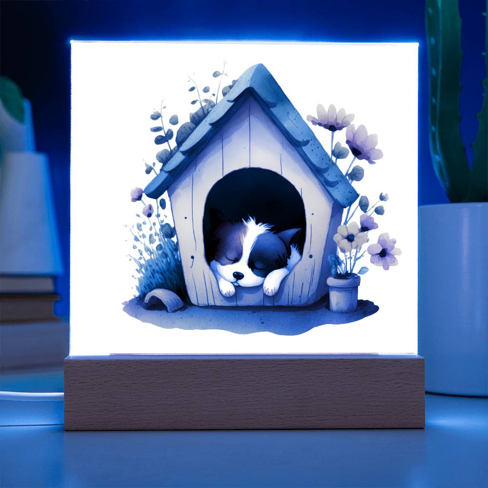 Dog Sleeping (Watercolor) 04 - Square Acrylic Plaque