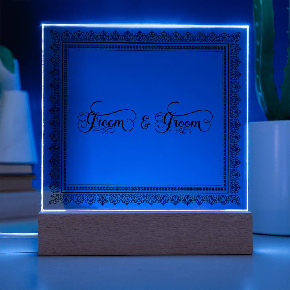 Groom & Groom (Black) - Square Acrylic Plaque
