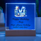 Happy Birthday Mary (Summer Beach) - Square Acrylic Plaque With USB Corded LED Base
