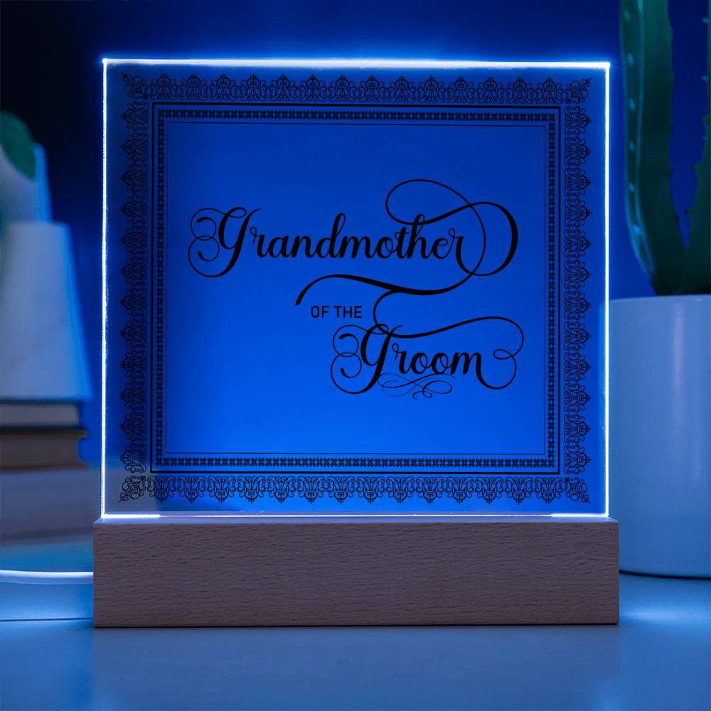 Grandmother of the Groom (Black) - Square Acrylic Plaque
