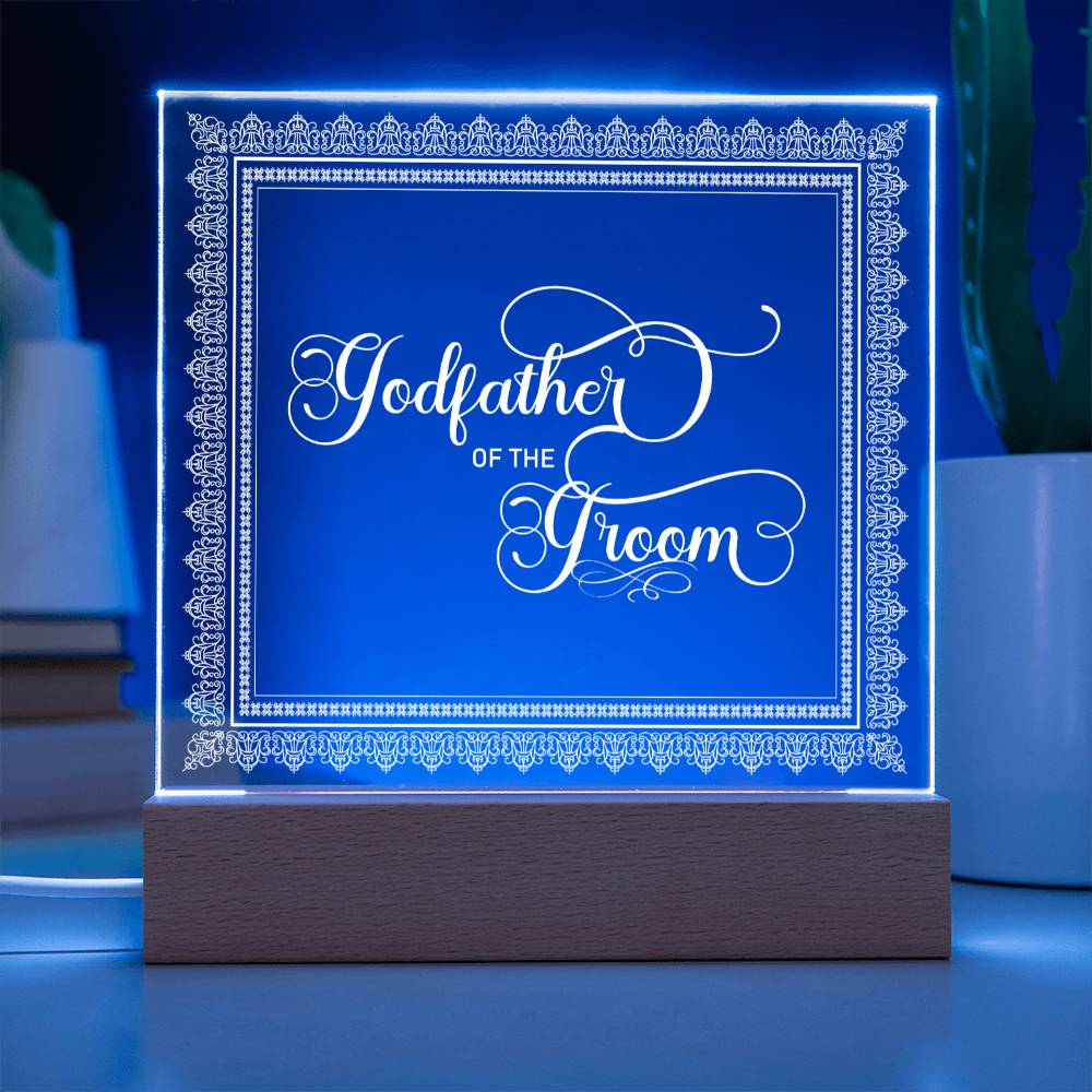 Godfather of the Groom (White) - Square Acrylic Plaque