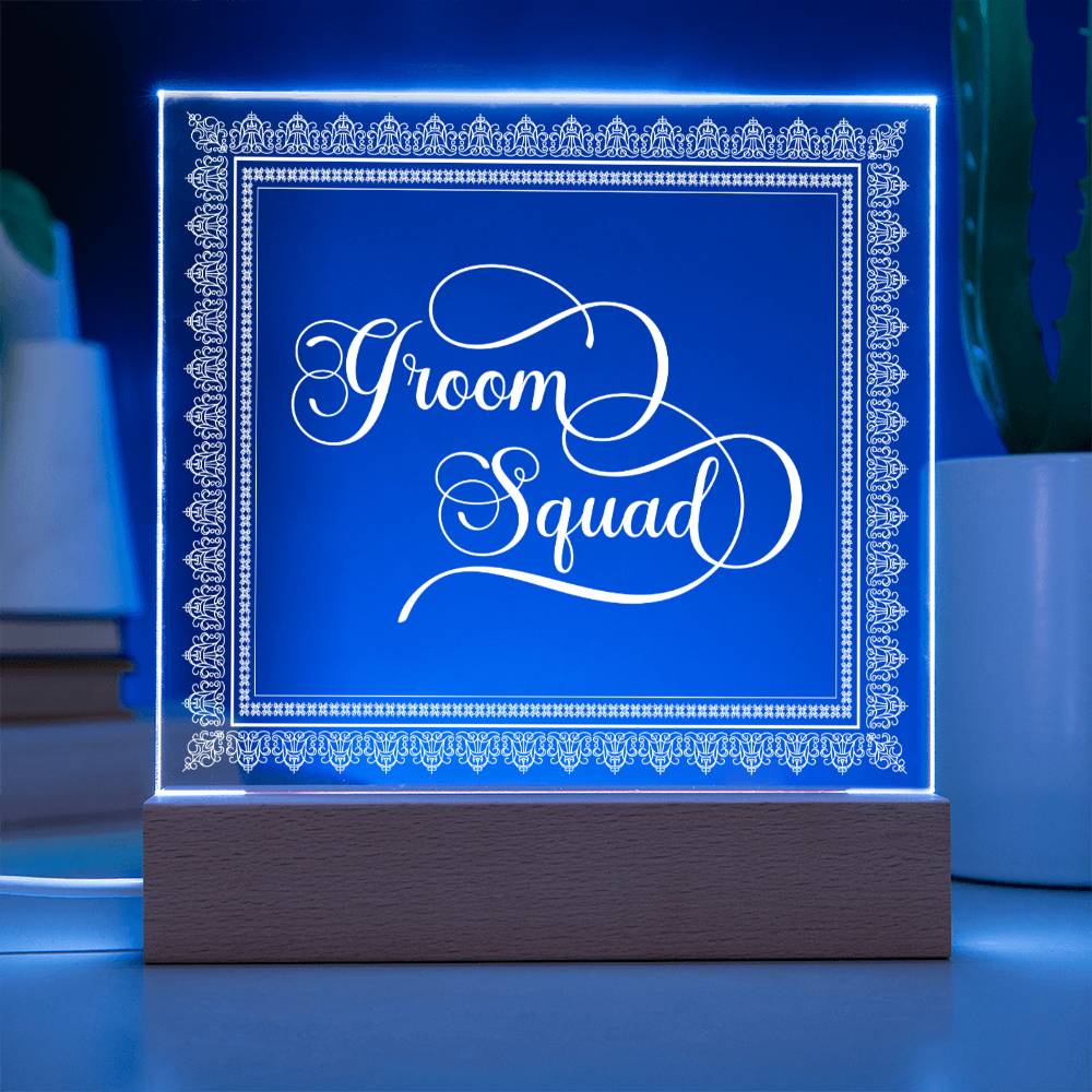 Groom Squad (White) - Square Acrylic Plaque