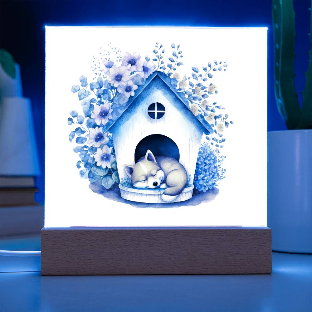 Dog Sleeping (Watercolor) 03 - Square Acrylic Plaque