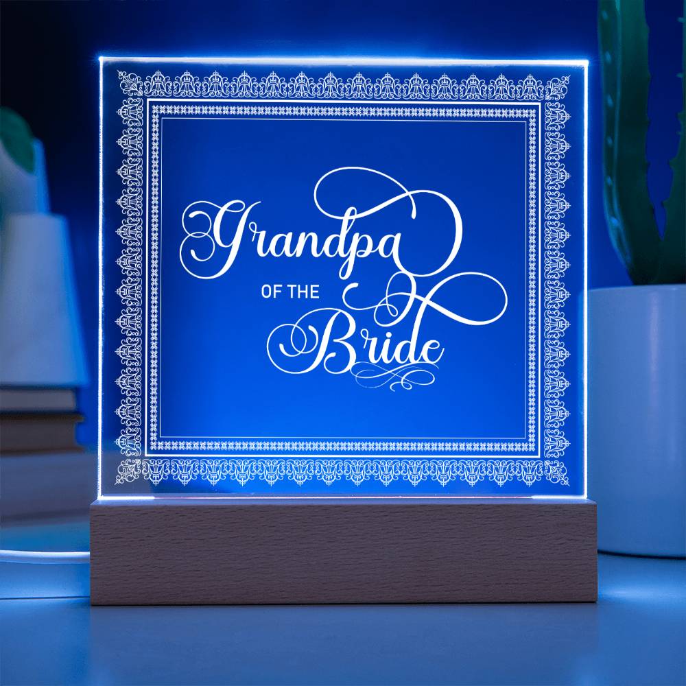 Grandpa of the Bride (White) - Square Acrylic Plaque