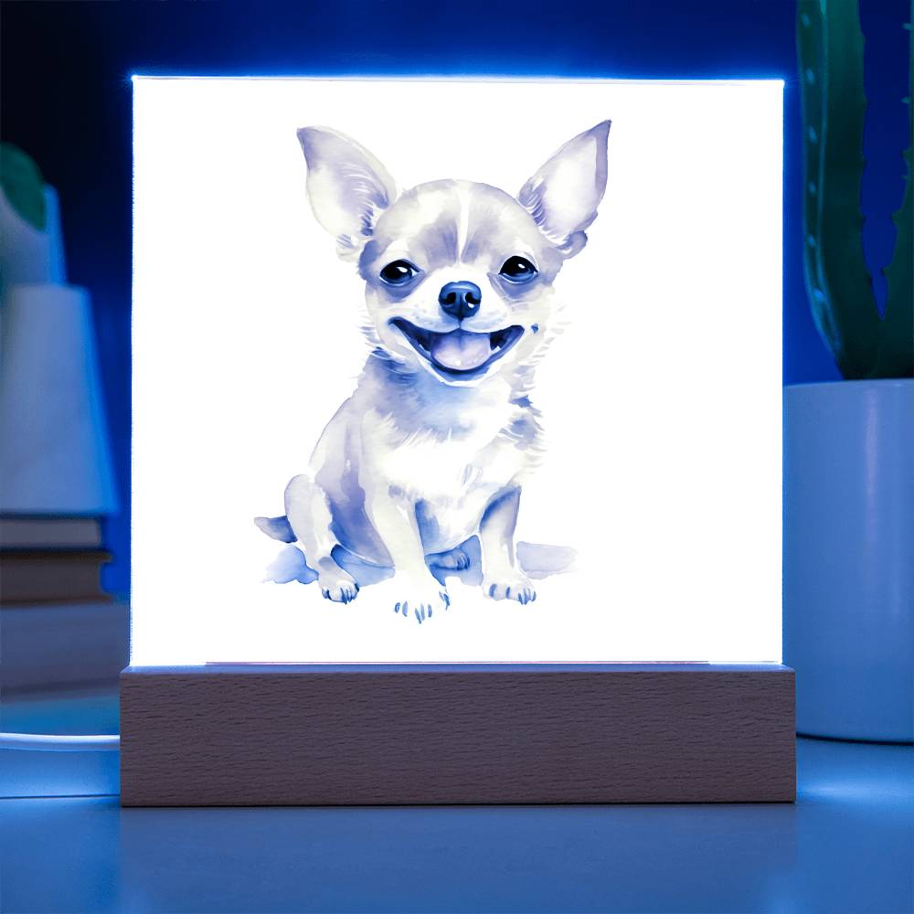 Chihuahua (Watercolor) 01 - Square Acrylic Plaque