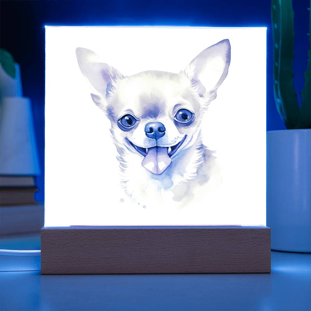 Chihuahua (Watercolor) 03 - Square Acrylic Plaque