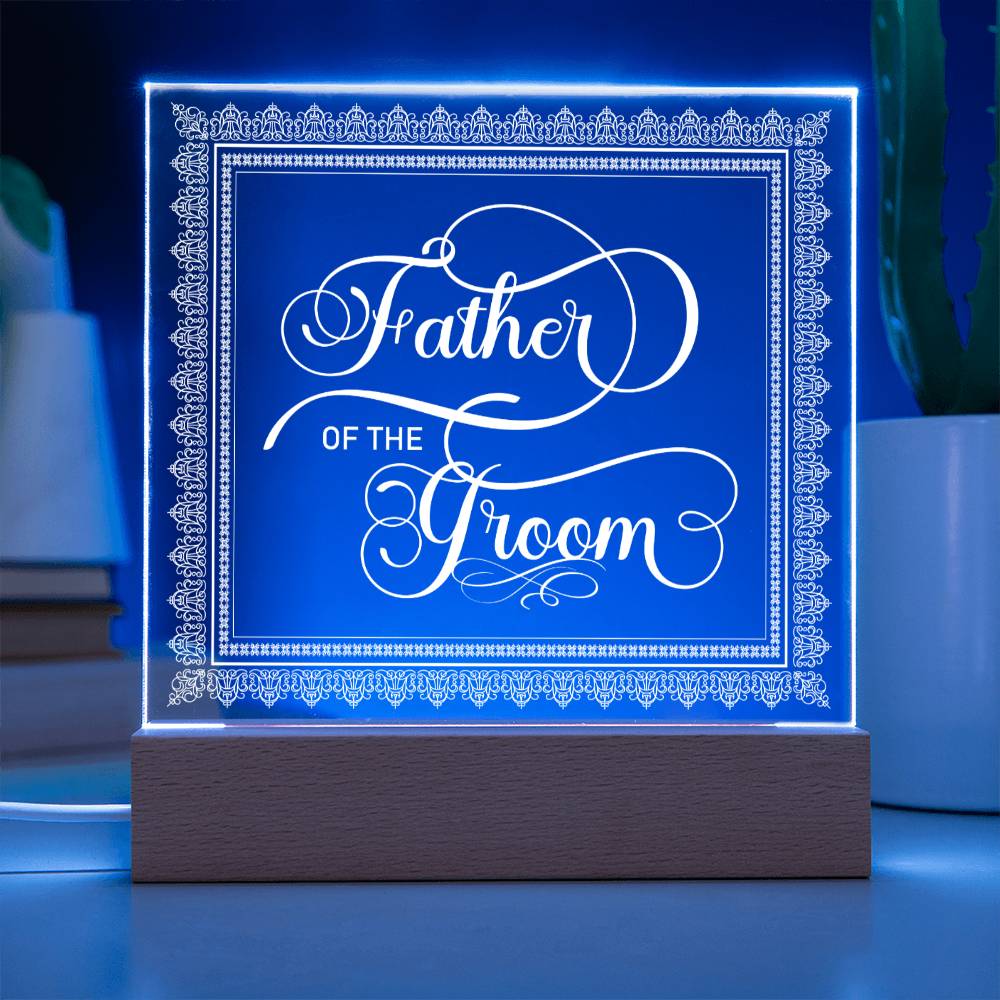 Father of the Groom (White) - Square Acrylic Plaque
