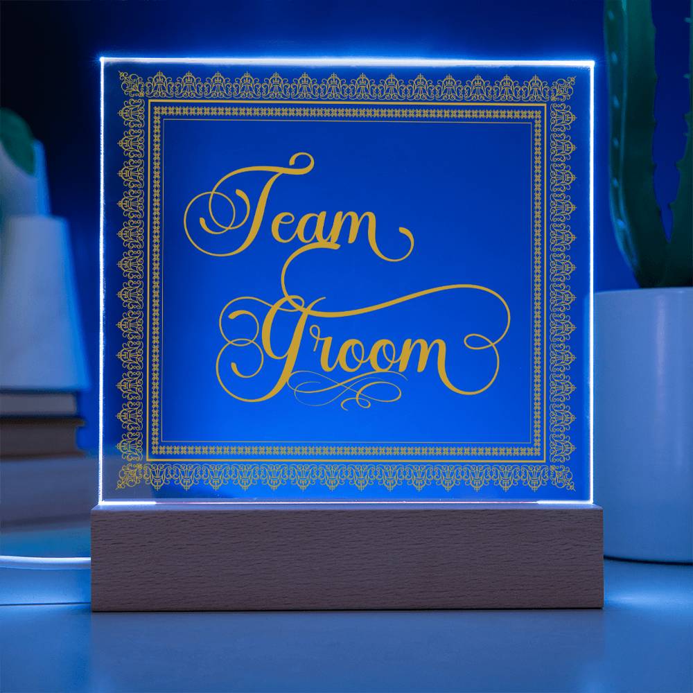 Team Groom (Gold) - Square Acrylic Plaque