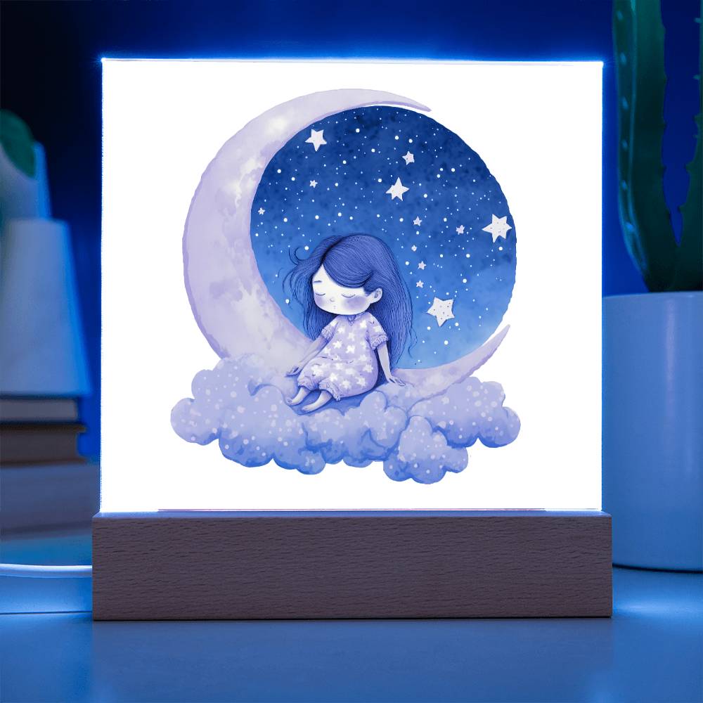 Sweet Dreams Baby Girl (Watercolor) 05 - LED Night Light Square Acrylic Plaque