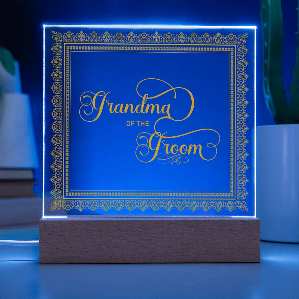 Grandma of the Groom (Gold) - Square Acrylic Plaque