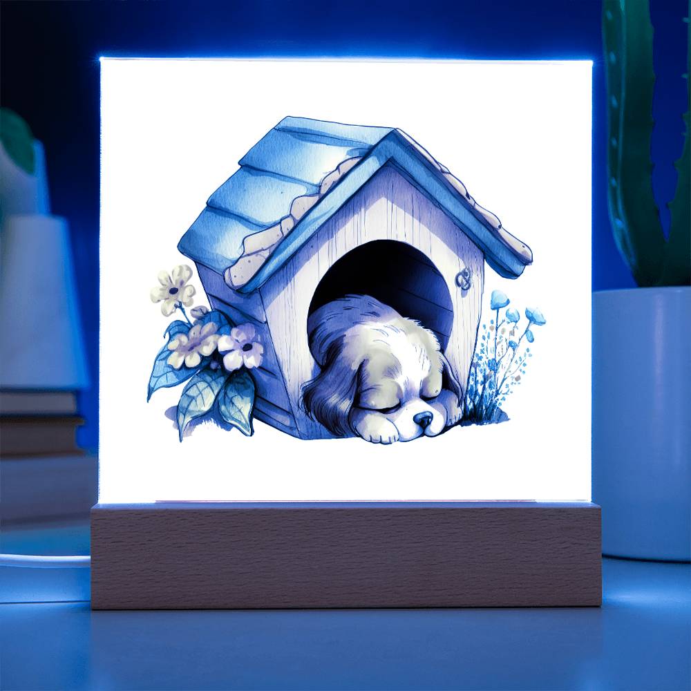 Dog Sleeping (Watercolor) 10 - Square Acrylic Plaque