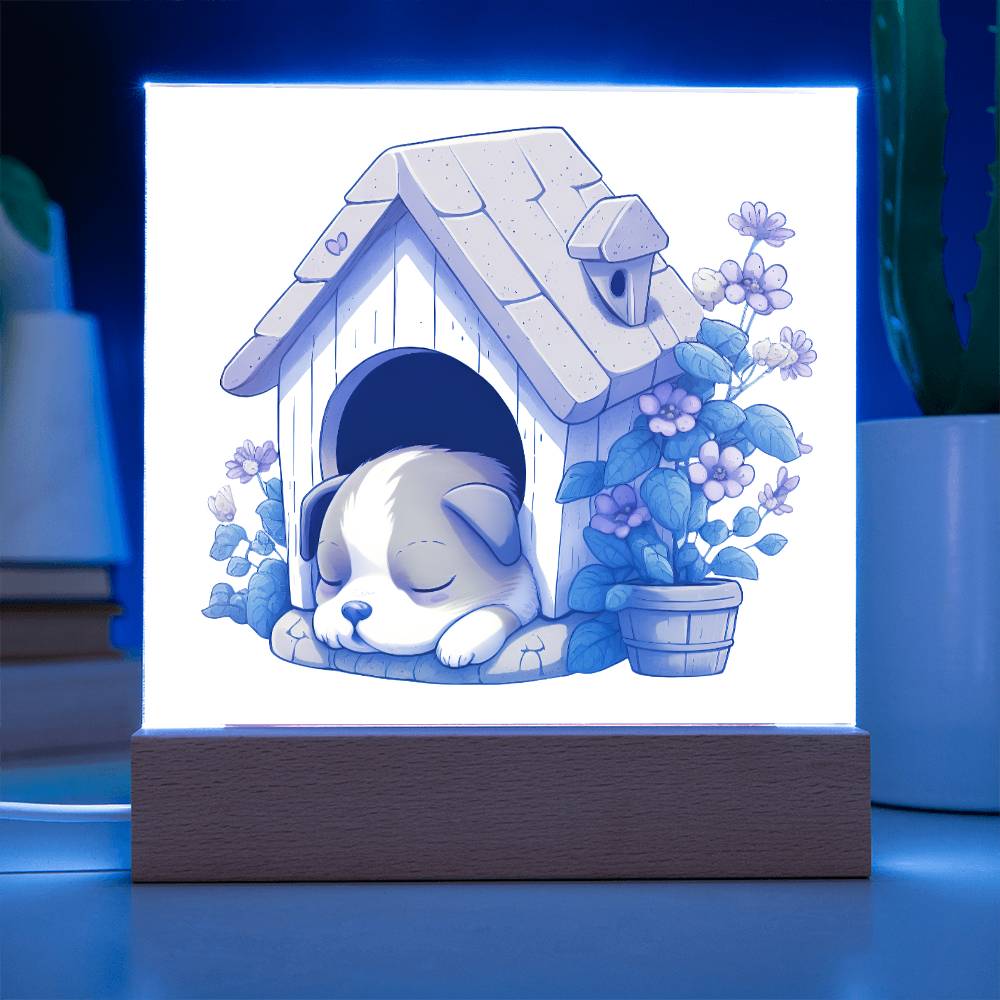 Dog Sleeping (Watercolor) 09 - Square Acrylic Plaque