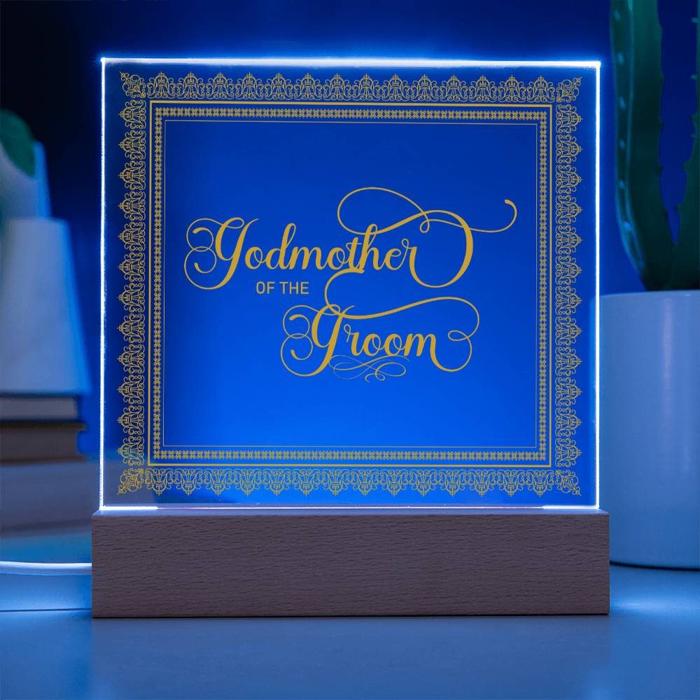 Godmother of the Groom (Gold) - Square Acrylic Plaque