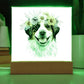 Dog And Spring Flowers (Watercolor) 09 - Square Acrylic Plaque