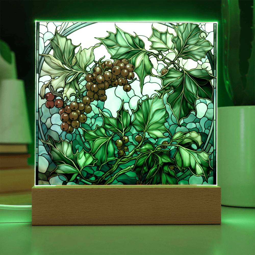 Christmas Stained Glass Design 032 - Square Acrylic Plaque
