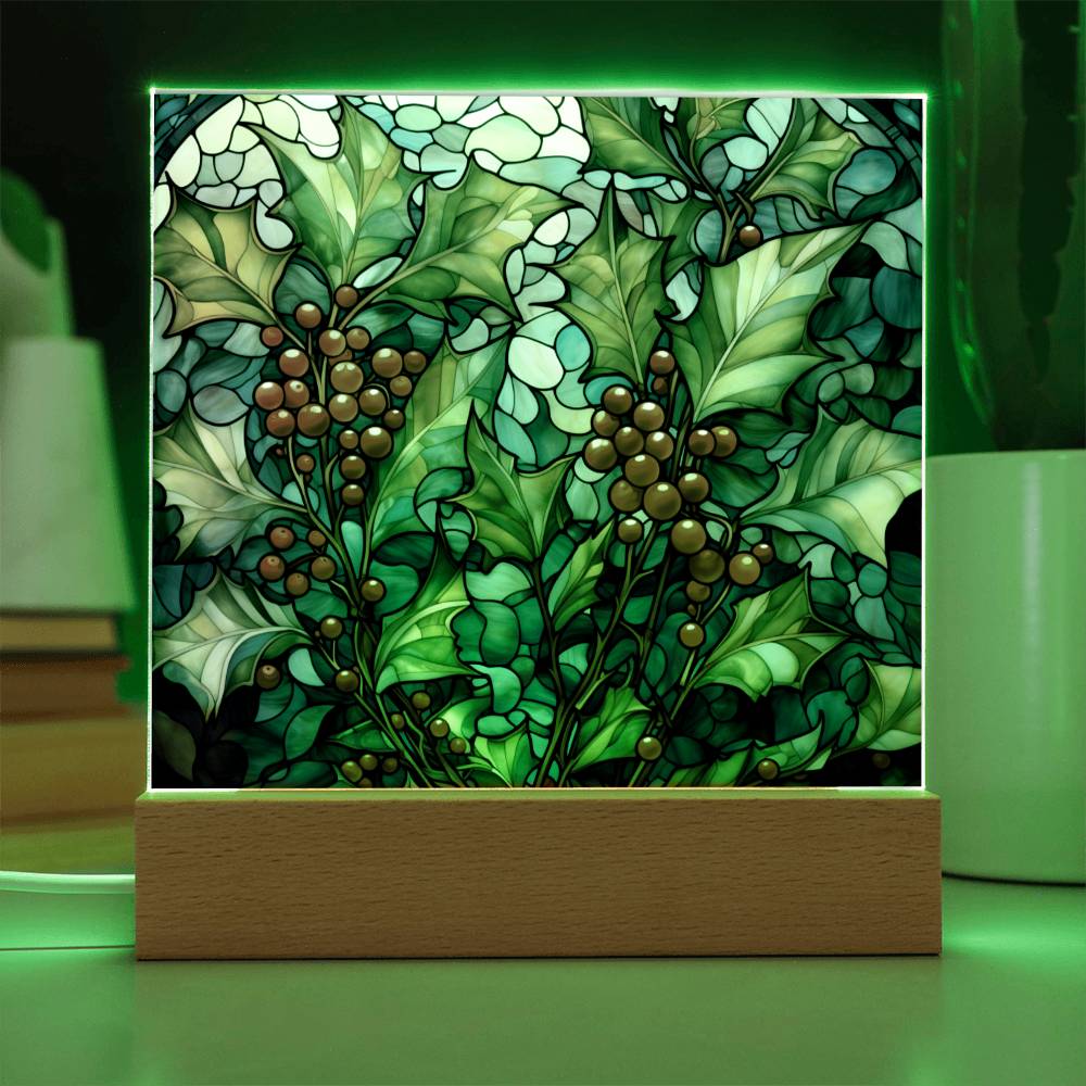 Christmas Stained Glass Design 034 - Square Acrylic Plaque