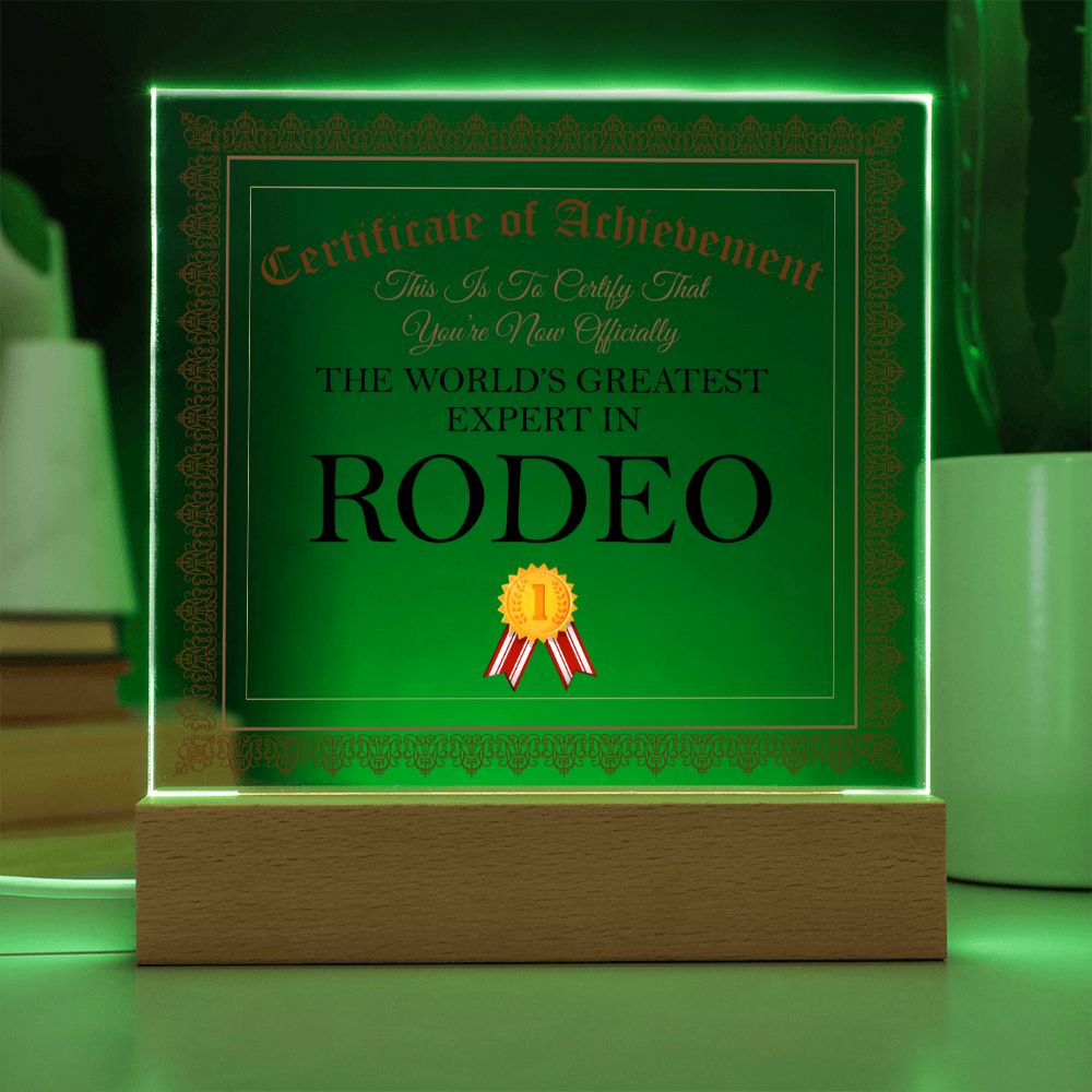 World's Greatest Expert In Rodeo - Square Acrylic Plaque