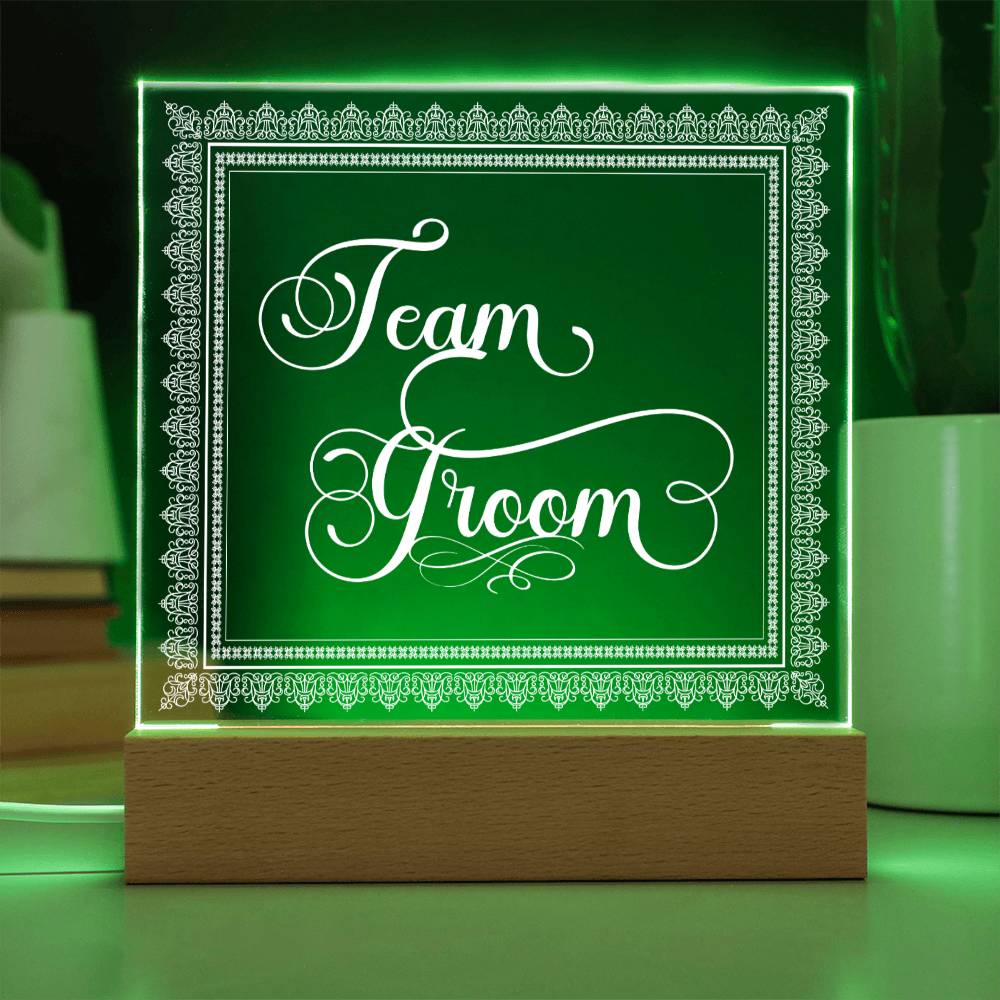 Team Groom (White) - Square Acrylic Plaque