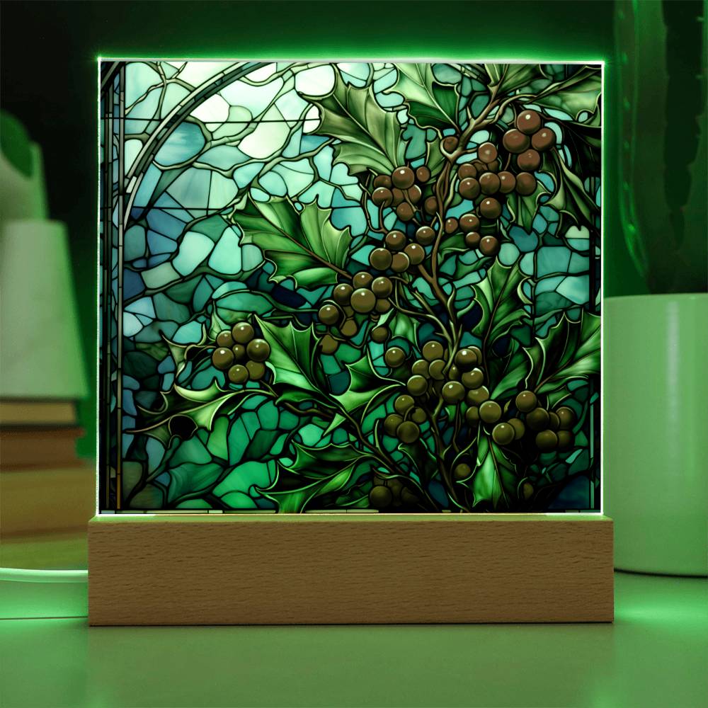 Christmas Stained Glass Design 033 - Square Acrylic Plaque