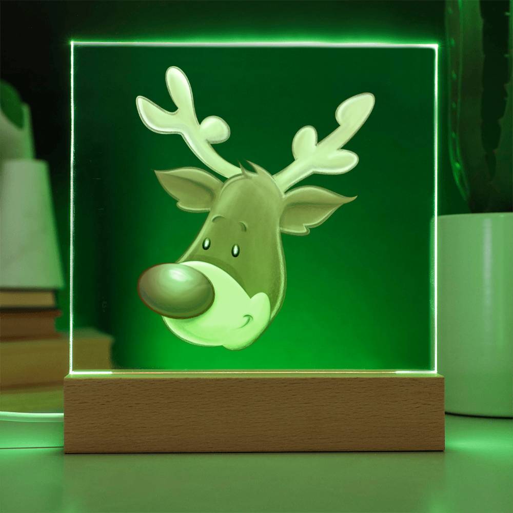The Christmas Reindeer - LED Night Light Square Acrylic Plaque