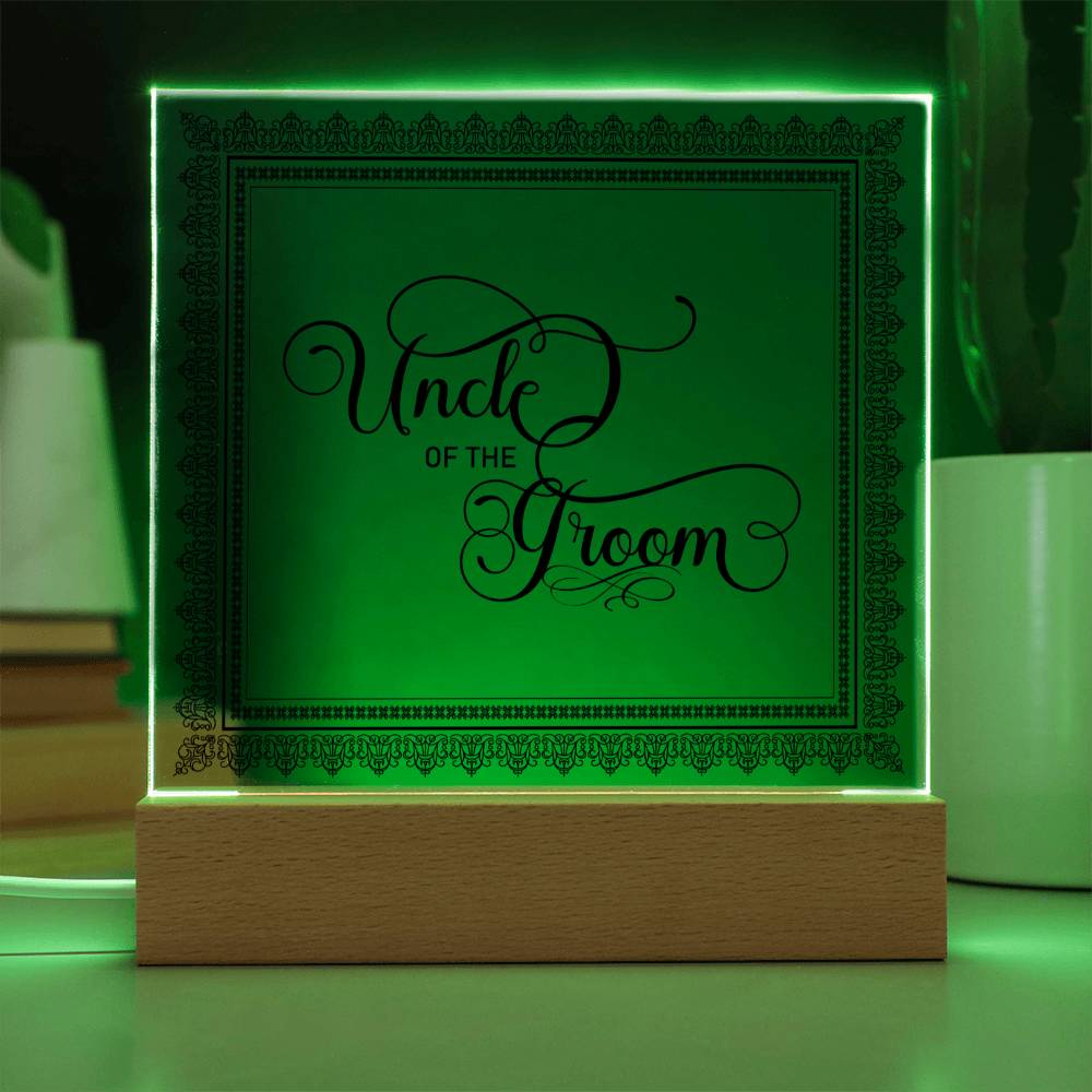 Uncle of the Groom (Black) - Square Acrylic Plaque