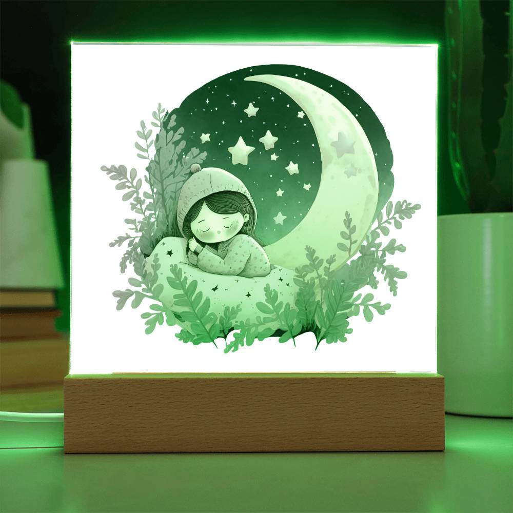 Sweet Dreams Baby Girl (Watercolor) 04 - LED Night Light Square Acrylic Plaque