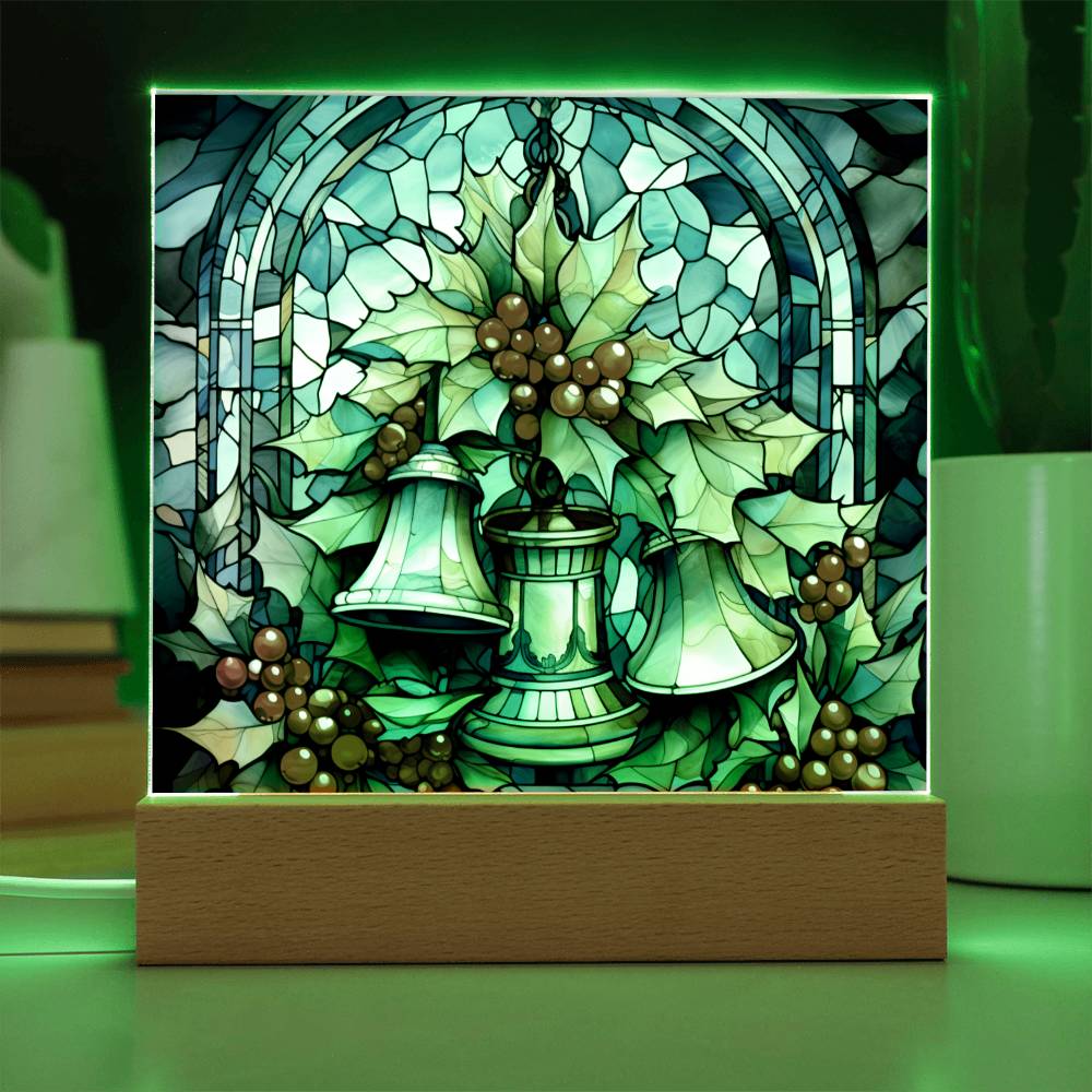 Christmas Stained Glass Design 012 - Square Acrylic Plaque