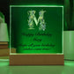 Happy Birthday Mary (Lavender Flowers) - Square Acrylic Plaque With USB Corded LED Base