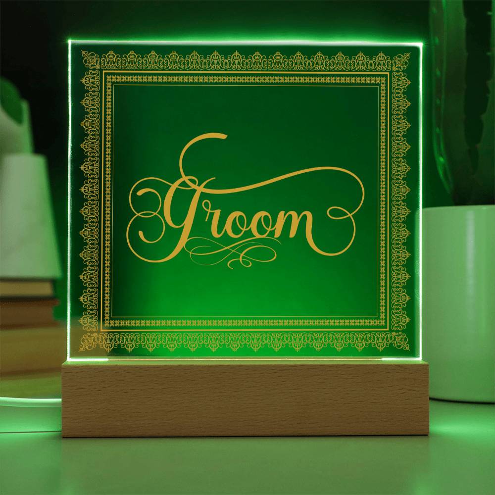 Groom (Gold) - Square Acrylic Plaque