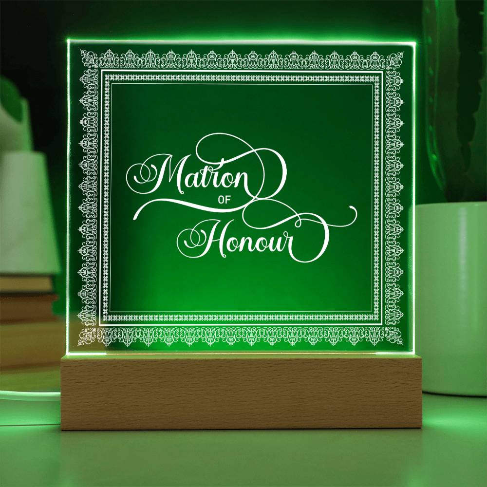 Matron of Honour (White) - Square Acrylic Plaque