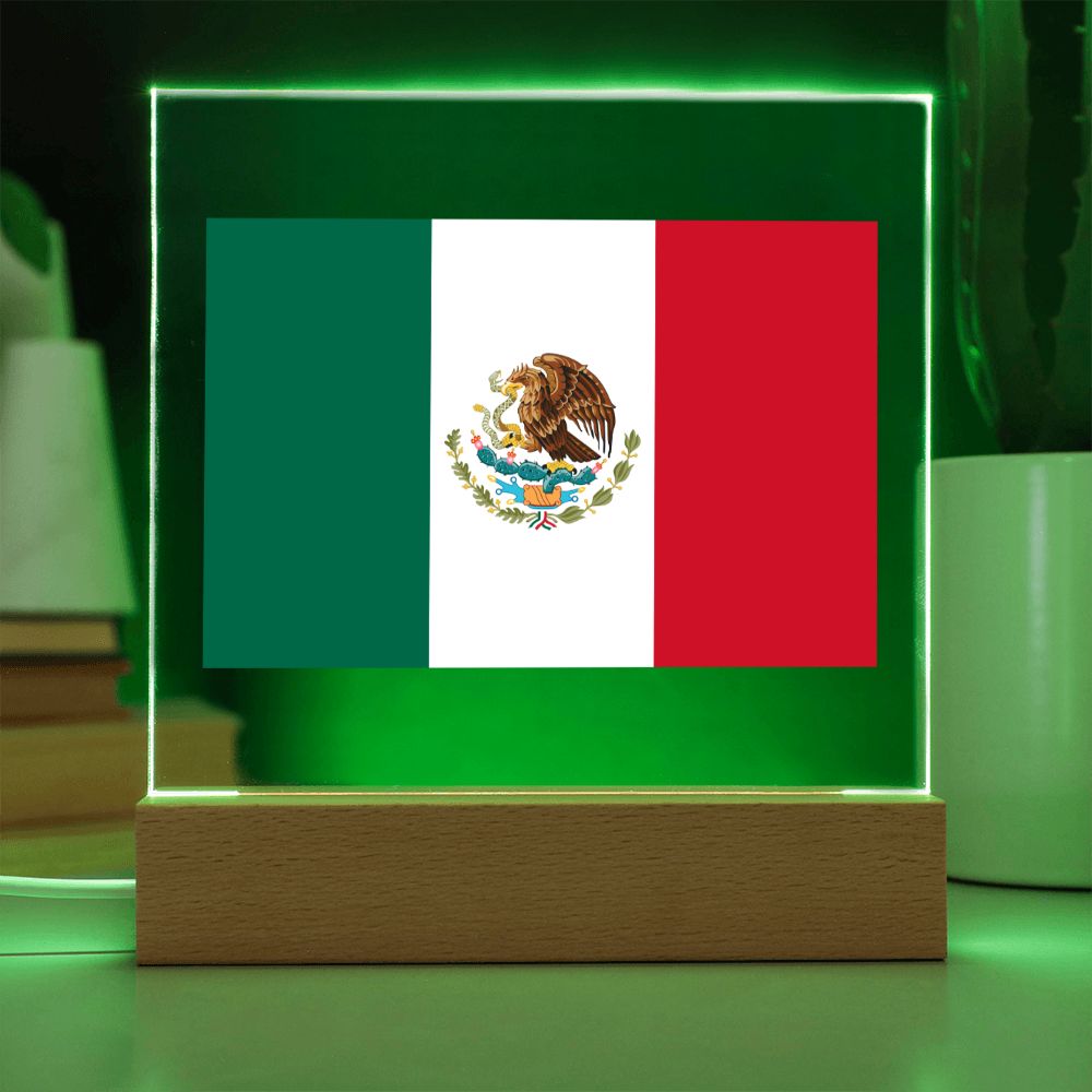 Mexican Flag - Square Acrylic Plaque