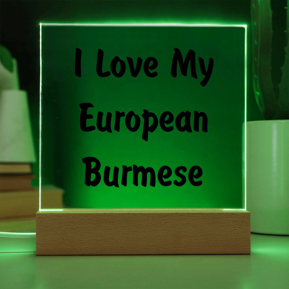 Love My European Burmese - Square Acrylic Plaque