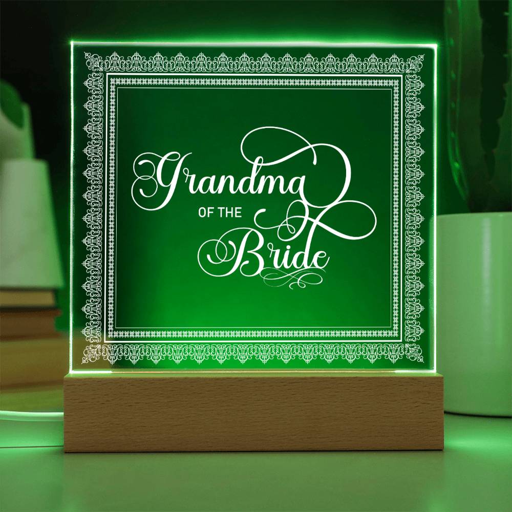 Grandma of the Bride (White) - Square Acrylic Plaque