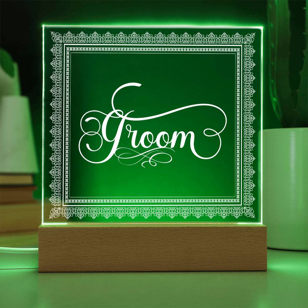 Groom (White) - Square Acrylic Plaque