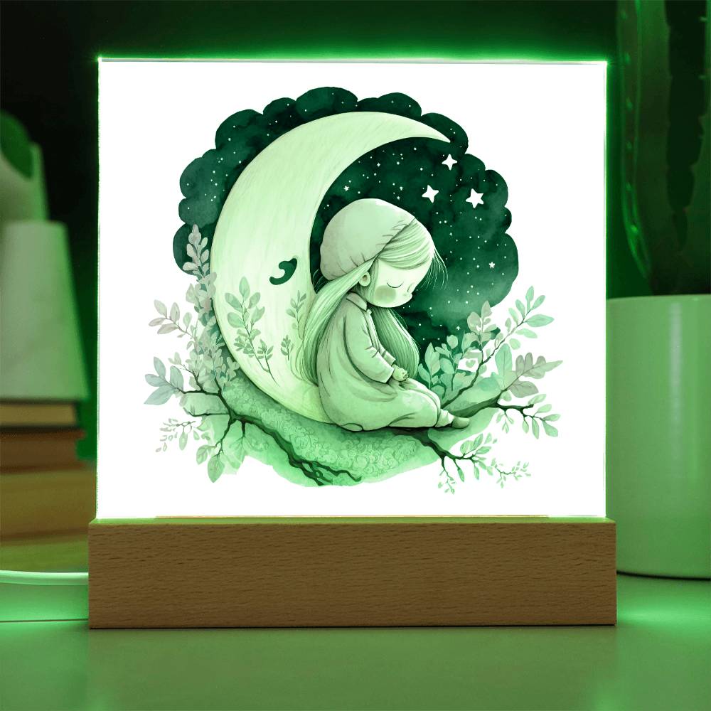 Sweet Dreams Baby Girl (Watercolor) 07 - LED Night Light Square Acrylic Plaque