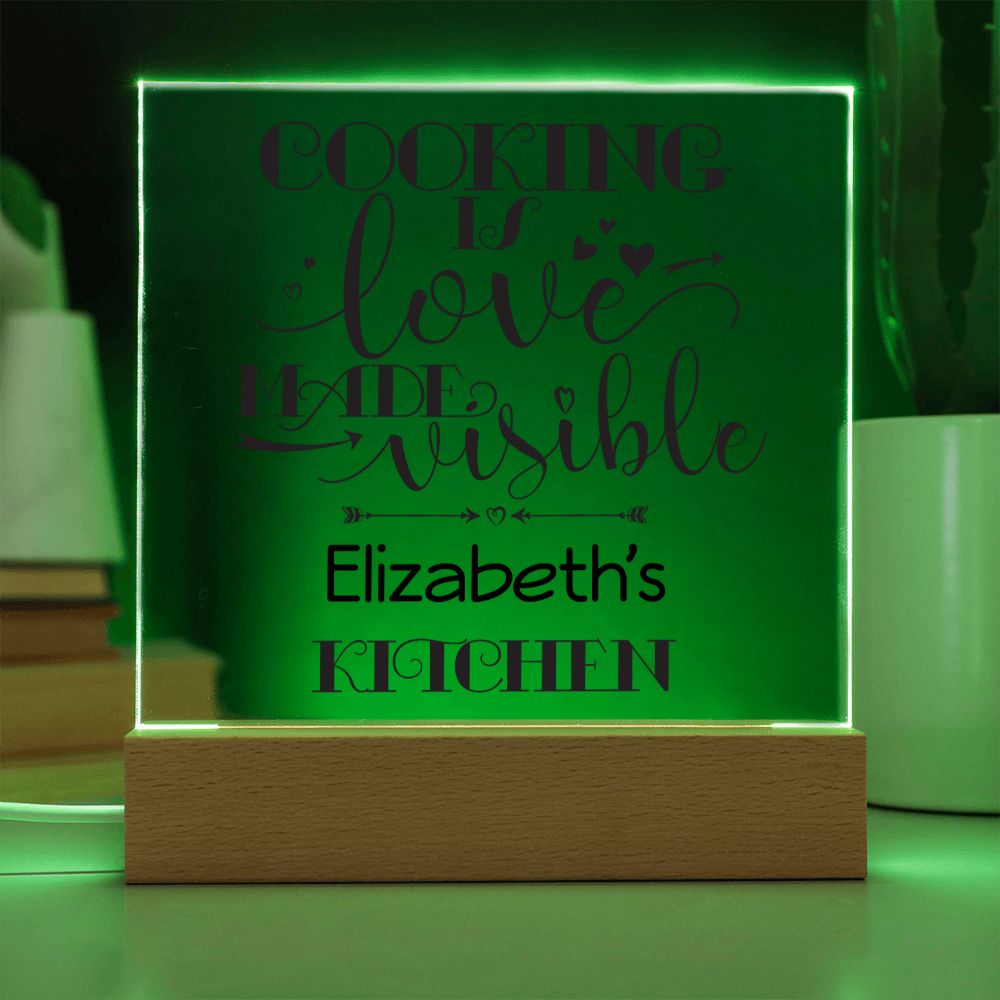 Elizabeth's Kitchen - Cooking Is Love - Square Acrylic Plaque